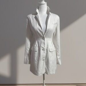 Women's White Pinstripe Blazer Dress